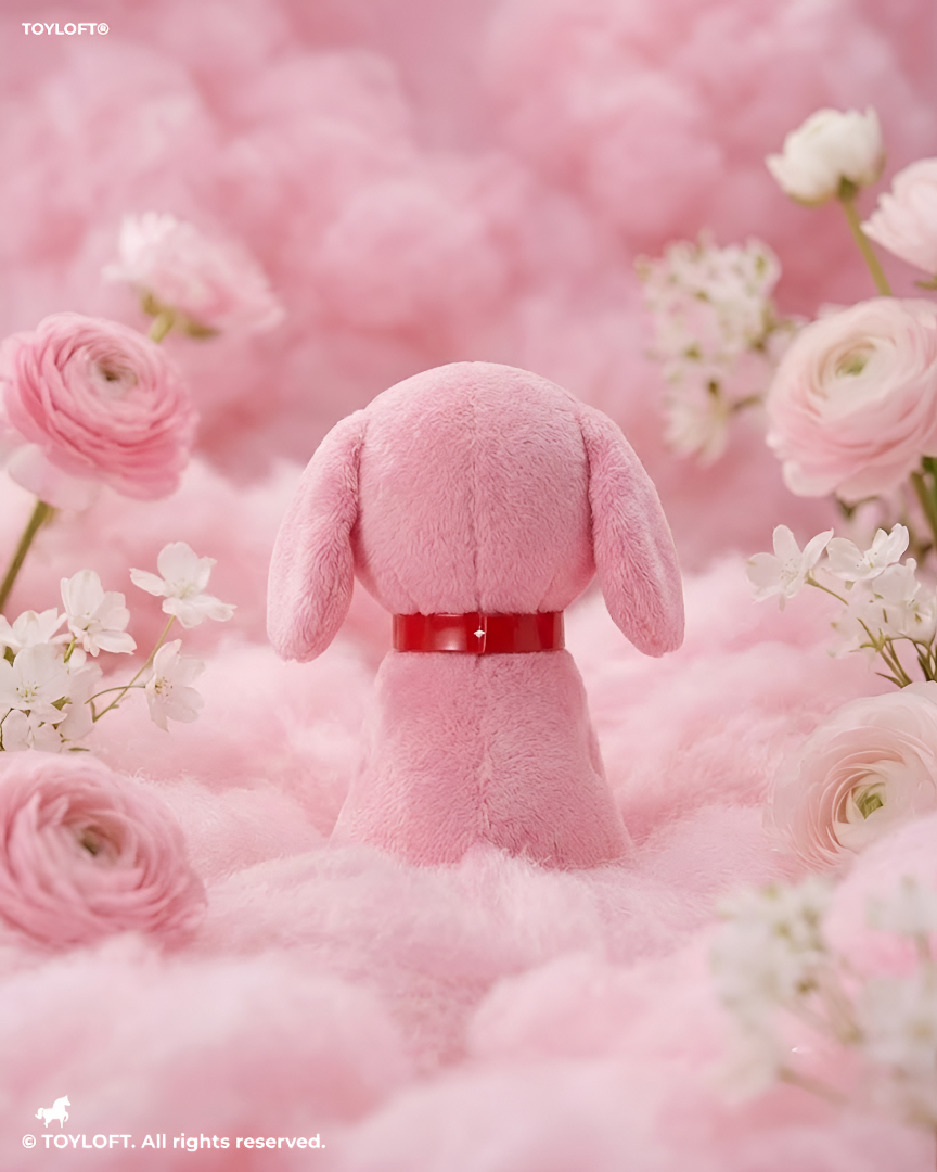 Adorable 7" PInk Dog Plush | Soft Stuffed Puppy Toy with Red Collar ST16791