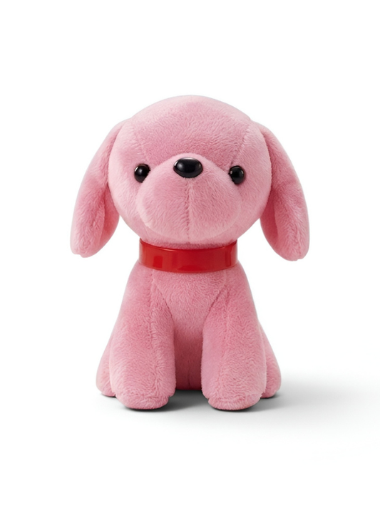 Adorable 7" PInk Dog Plush | Soft Stuffed Puppy Toy with Red Collar ST16791