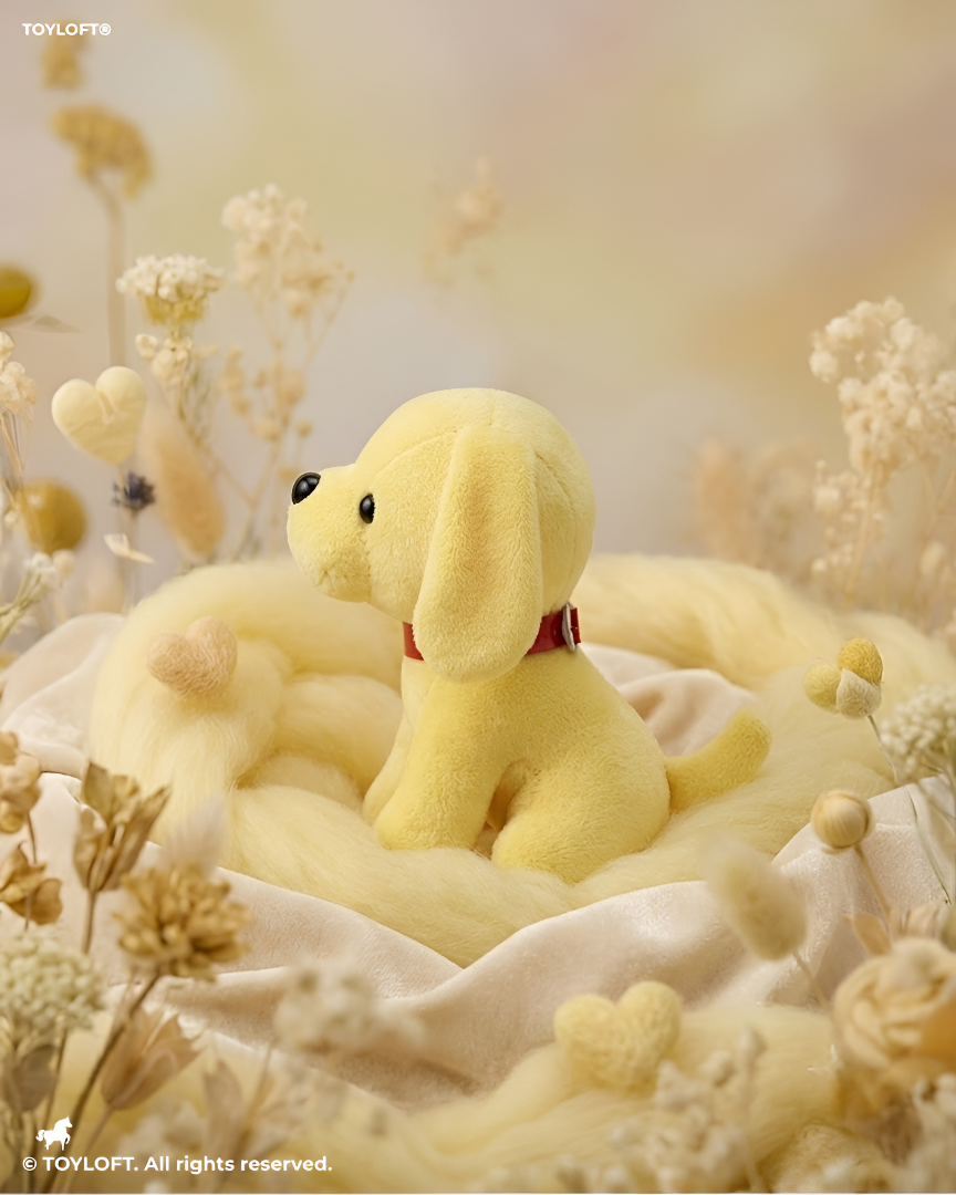 Adorable 7" Yellow Dog Plush | Soft Stuffed Puppy Toy with Red Collar ST16791