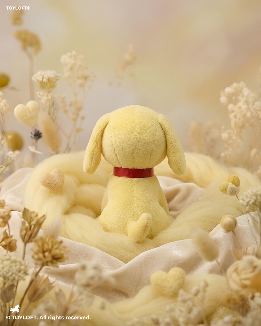 Adorable 7" Yellow Dog Plush | Soft Stuffed Puppy Toy with Red Collar ST16791
