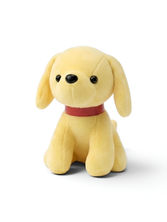 Adorable 7" Yellow Dog Plush | Soft Stuffed Puppy Toy with Red Collar ST16791