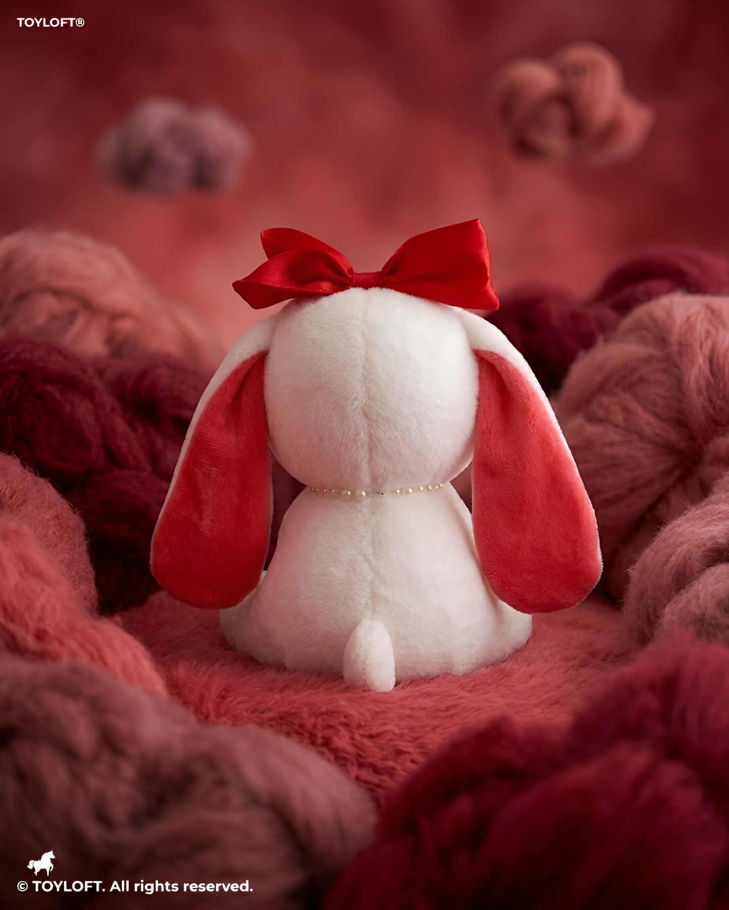 Adorable 10-Inch Plush Bunny with Pearl Necklace & Red Bow | Premium Soft Stuffed Toy ST15457