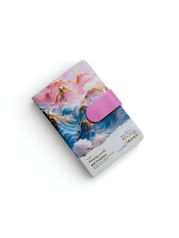 Aesthetic Dreamy Mountain Diary - 3D Flowing Scroll Art Notebook with Magnetic Buckle.