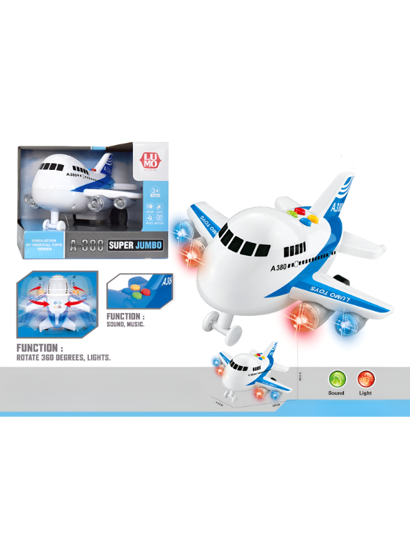 Airplane with Lights and Music – 360-Degree Rotating Inertial Toy Plane for Toddlers & Kids (Ages 3+) NX12240