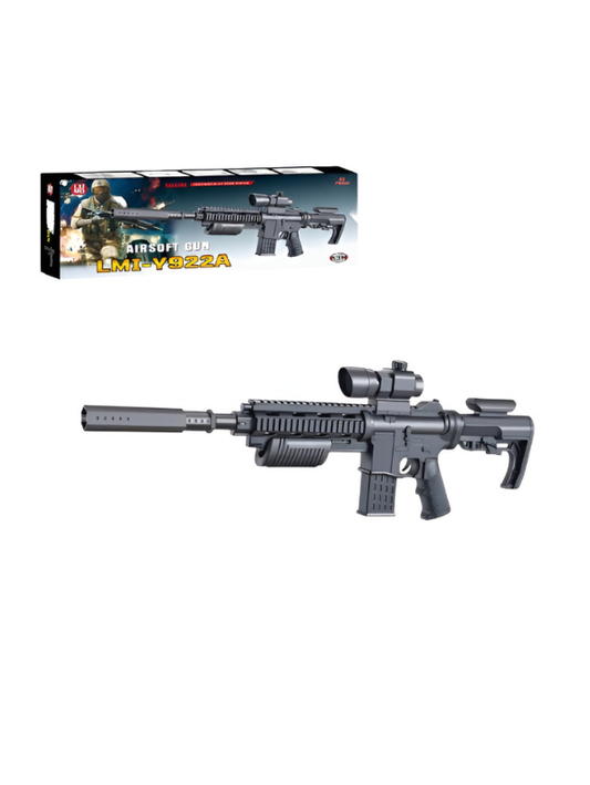 Airsoft Rifle Toy Gun with Scope and Silencer – Tactical Military Style Play Set LMI15787.