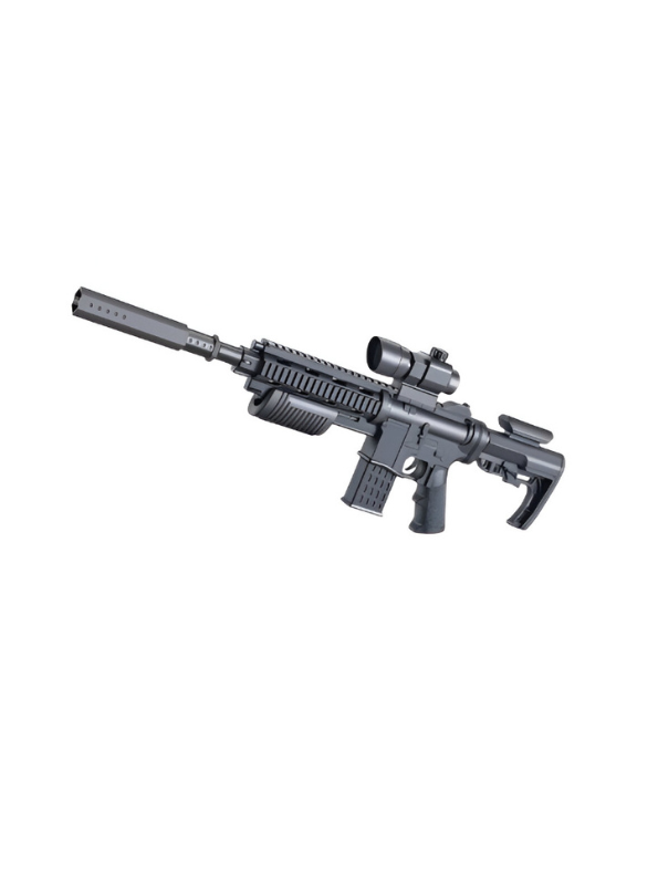 PUBG Airsoft Rifle Toy Gun with Scope and Silencer – Tactical Military Style Play Set LMI15787.