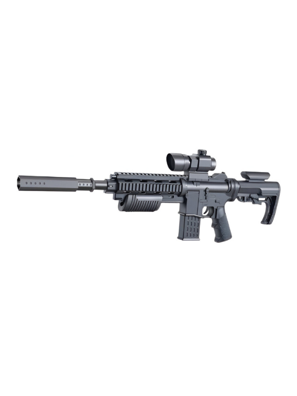 PUBG Airsoft Rifle Toy Gun with Scope and Silencer – Tactical Military Style Play Set LMI15787.