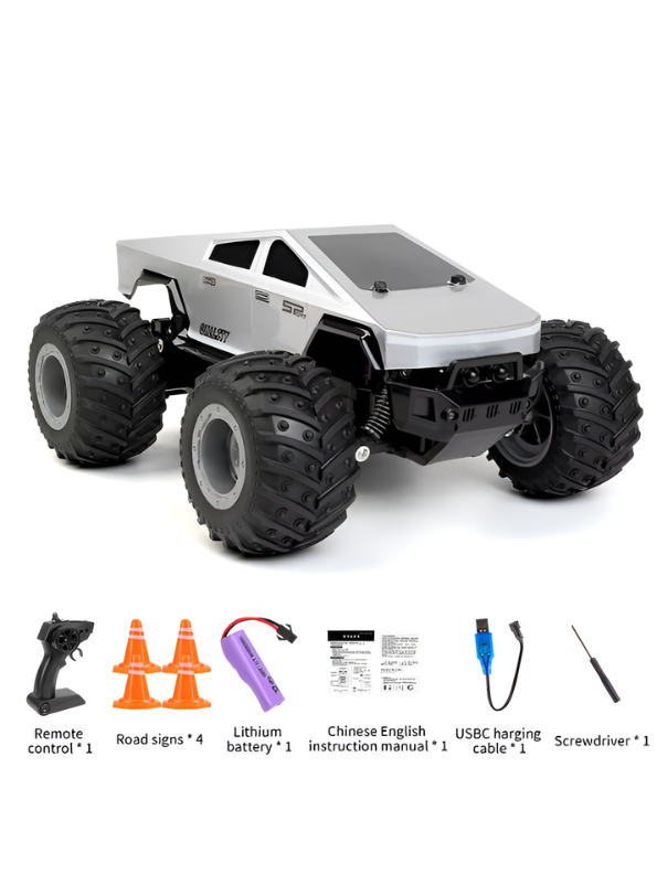 Amphibious RC Monster Truck – 4WD All Terrain Remote Control Car, Cyber Truck Style Waterproof Stunt Vehicle, 2.4GHz Electric Toy Car TV7290