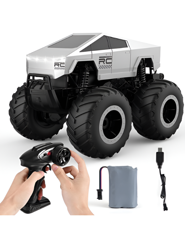 Amphibious RC Monster Truck – 4WD All Terrain Remote Control Car, Cyber Truck Style Waterproof Stunt Vehicle, 2.4GHz Electric Toy Car TV7290