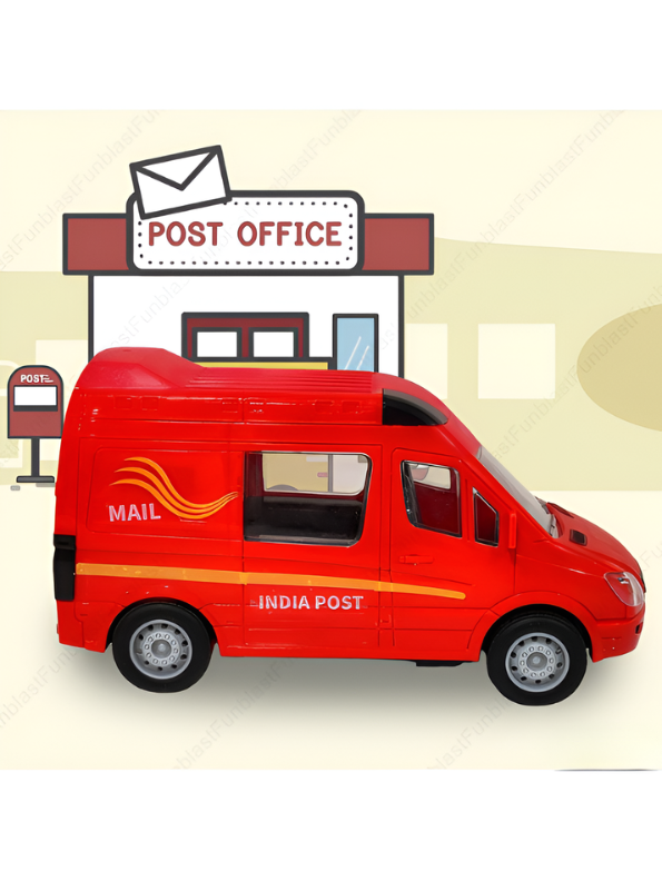 Miniature India Post Mail Van Toy - Red Plastic Delivery Vehicle for Kids & Collectors LMI14412
