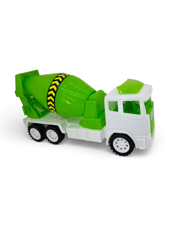 Set of 3 Cement Mixer Toy Trucks for Kids - Friction Powered Construction Vehicles in Blue, Green, and Red - Heavy Duty Plastic Sand Play Toys for Toddlers and Boys LMI7673