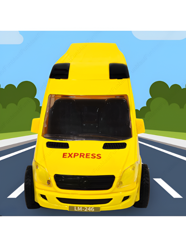 Bright Yellow Express Delivery Toy Van – Friction Powered Courier Truck with Opening Doors – Miniature Transport Vehicle for Kids LMI14412