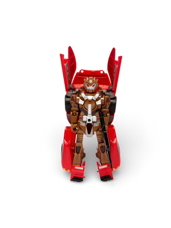 2-in-1 Transforming Robot Sports Car Toy for Kls Agids - One-Button Deformation, Red Racing Car with Racing Decals, Action Figure Toy for Boys and Gires 3+ LMI12609