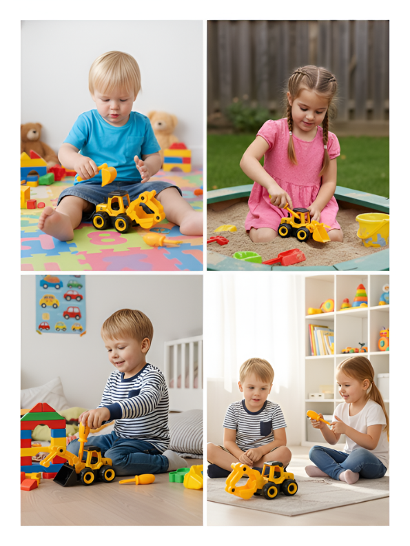 Yellow Construction Excavator Toy Set - DIY Build-Your-Own Engineering Truck with Screwdriver Tool - Educational Assembling Toy for Kids Aged 3+ LMI14032