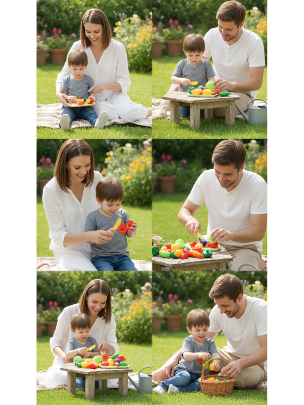 Chop Chop Veggie Delight: 11-Piece Velcro Cutting Vegetable Set with Tray & Play Knife LMI15136