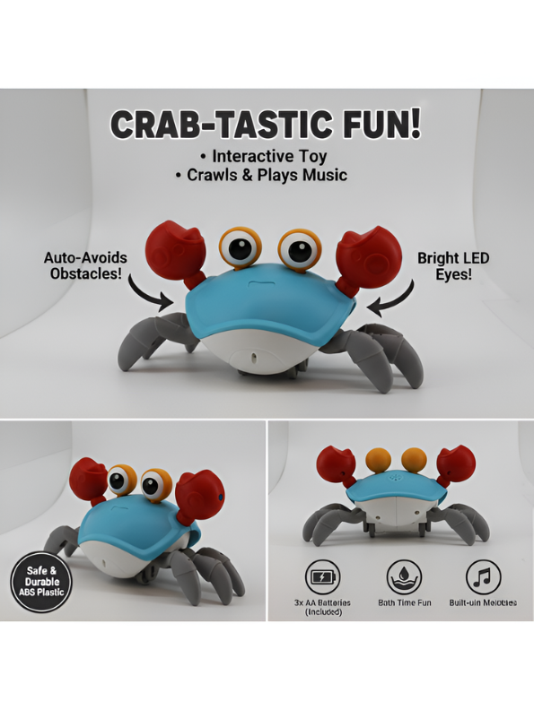 Electric Sensory Crab Toy - Interactive Musical Walking Crab for for Tummy Time and Toddler Development LMI15181