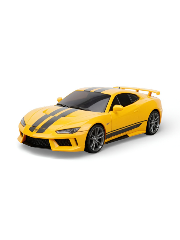 Yellow Bumblebee Transformer Action Figure - 2-in-1 Converting Sports Car to Robot Toy with Weapon Accessories - Collectible Transforming Robot for Kids & Adults LMI12609
