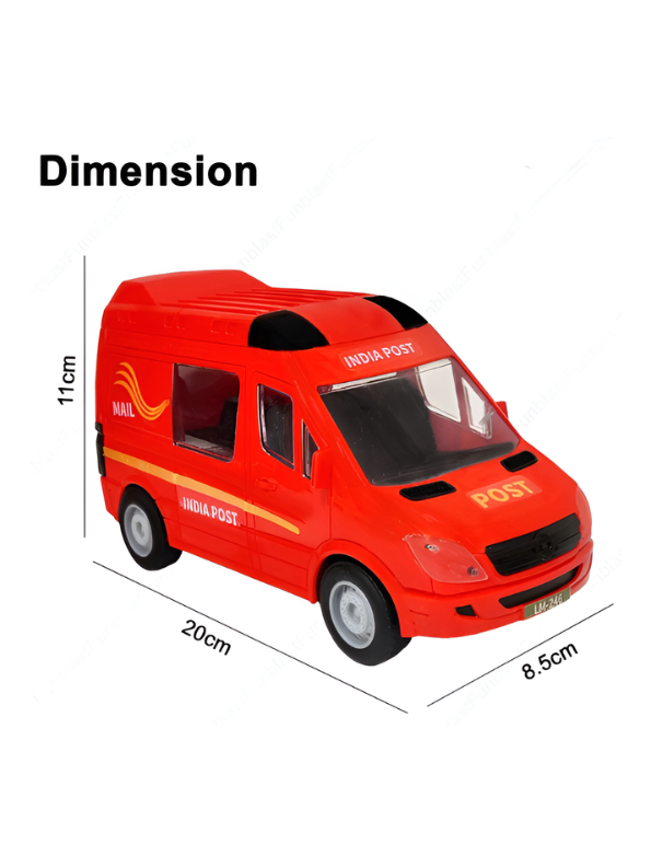 Miniature India Post Mail Van Toy - Red Plastic Delivery Vehicle for Kids & Collectors LMI14412