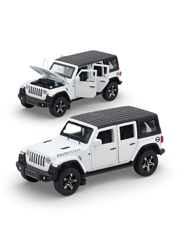 White Jeep Wrangler Rubicon Diecast Model – 1:32 Scale Miniature Toy Car for Kids & Collectors TV2471