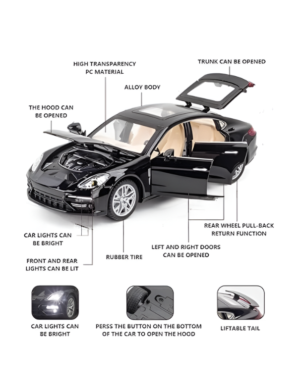 Premium Porsche Panamera 1:24 Diecast Replica - Detailed Interior, Durable Alloy Toy Car for Boys & Adults TV4364