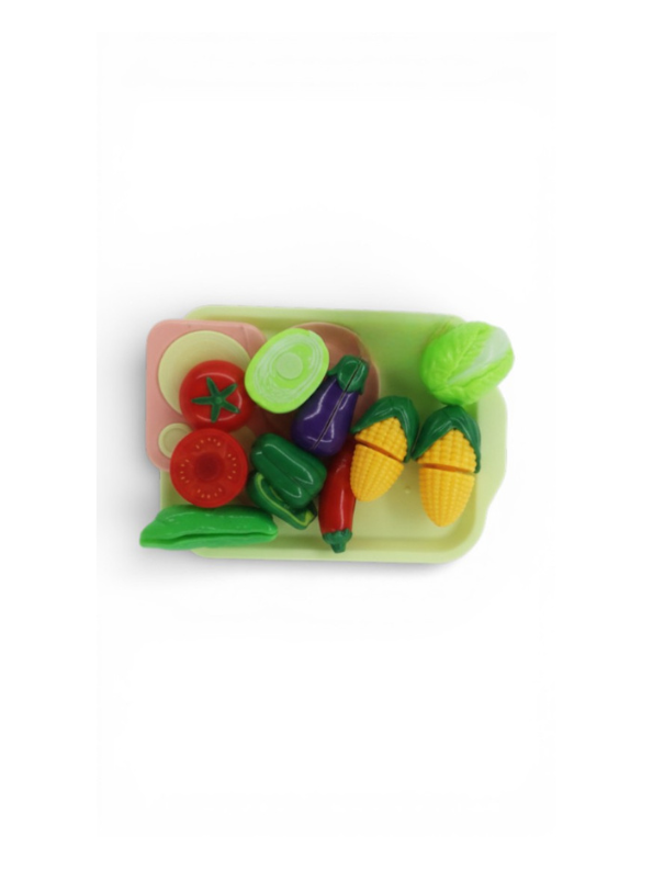 Chop Chop Veggie Delight: 11-Piece Velcro Cutting Vegetable Set with Tray & Play Knife LMI15136