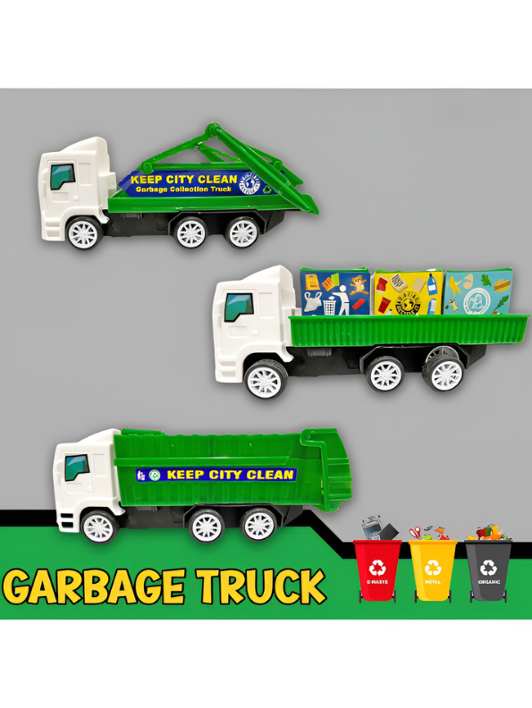 3pc City Recycling Truck Toy Set - Mini Sanitation Vehicle Playset for Kids - Birthday Gift for Toddlers and Vehicle Lovers LMI13130