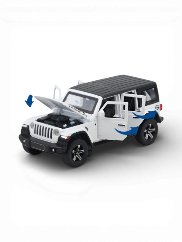 White Jeep Wrangler Rubicon Diecast Model – 1:32 Scale Miniature Toy Car for Kids & Collectors TV2471