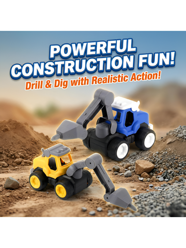 Yellow & Grey Kids Construction Excavator Toy Truck – Durable Sand Digger for Toddlers, Heavy-Duty Play Vehicle with Movable Arm LMI8813