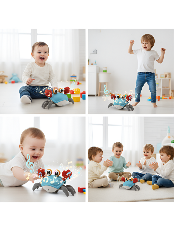 Electric Sensory Crab Toy - Interactive Musical Walking Crab for for Tummy Time and Toddler Development LMI15181