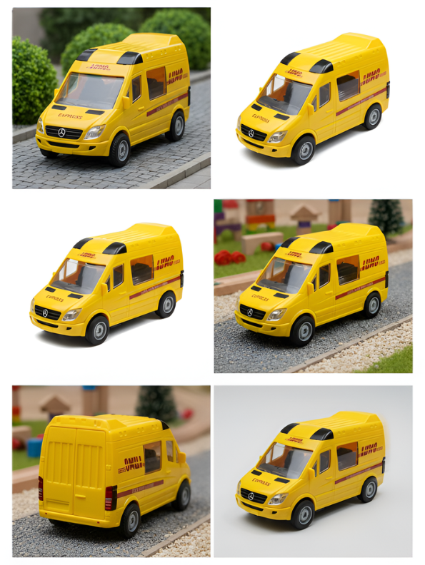 Bright Yellow Express Delivery Toy Van – Friction Powered Courier Truck with Opening Doors – Miniature Transport Vehicle for Kids LMI14412