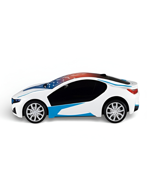 1:22 Scale Remote Control RC Car for Kids - 3D Famous Concept Sport Car with LED Projection Lights, 2.4GHz Battery Operated Racing Toy, White/Blue Performance Vehicle Gift for Boys & Girls LMI7700