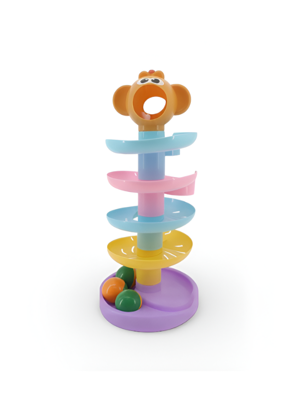 Monkey Ball Drop Tower Toy for Toddlers – 5-Tier Swirl Ball Ramp with 3 ...