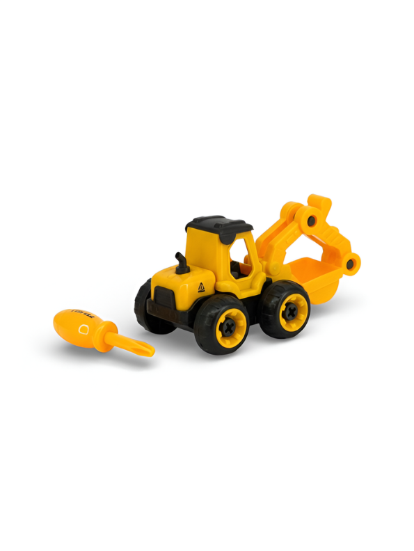 Yellow Construction Excavator Toy Set - DIY Build-Your-Own Engineering Truck with Screwdriver Tool - Educational Assembling Toy for Kids Aged 3+ LMI14032