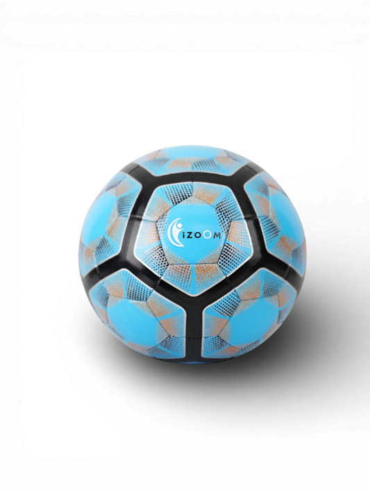 iZOOM Soccer Ball, Sky Blue and Black Professional Training Football, High-Grip Pattern for All-Weather Play LMI4269