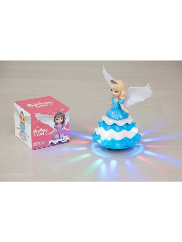 Angelic Girl Dancing Princess Toy with 360° Rotating Action, Colorful LED Lights, and Musical Sounds – Bump & Go Battery Operated Winged Angel Doll for Toddlers and Girls LMI11165