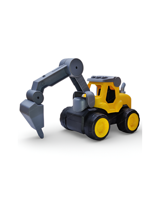 Yellow & Grey Kids Construction Excavator Toy Truck – Durable Sand Digger for Toddlers, Heavy-Duty Play Vehicle with Movable Arm LMI8813