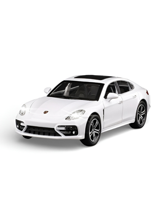 Porsche Panamera Turbo S Diecast Replica - 1/24 Scale Miniature Model - Glossy White Finish, Detailed Interior, and Zinc Alloy Body TV4364