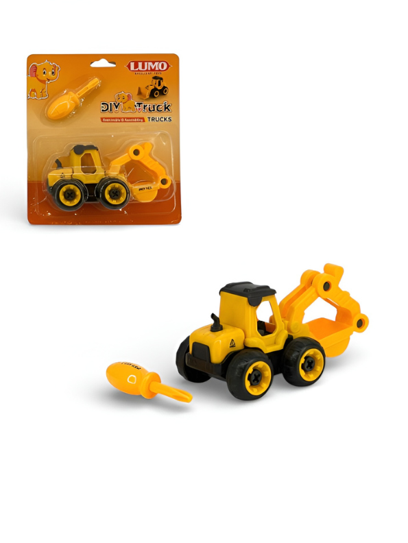 Yellow Construction Excavator Toy Set - DIY Build-Your-Own Engineering Truck with Screwdriver Tool - Educational Assembling Toy for Kids Aged 3+ LMI14032