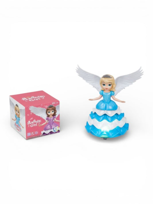 Angelic Girl Dancing Princess Toy with 360° Rotating Action, Colorful LED Lights, and Musical Sounds – Bump & Go Battery Operated Winged Angel Doll for Toddlers and Girls LMI11165
