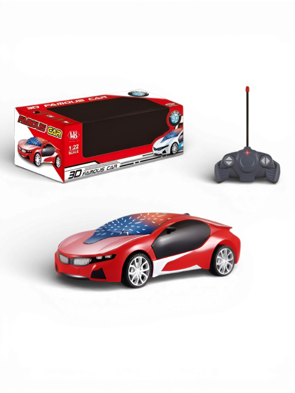 3D Famous Car: 1:22 Scale Wireless RC Racing Toy with Flash Lights and Full Function Control (Red) LMI7700