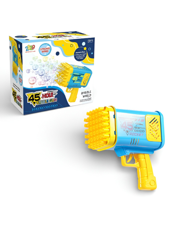 45-Hole Automatic Bubble Gun Blower – Electric Rocket Bubble Machine Toy for Kids Outdoor Activities – Portable High-Volume Bubble Blaster LMI16069
