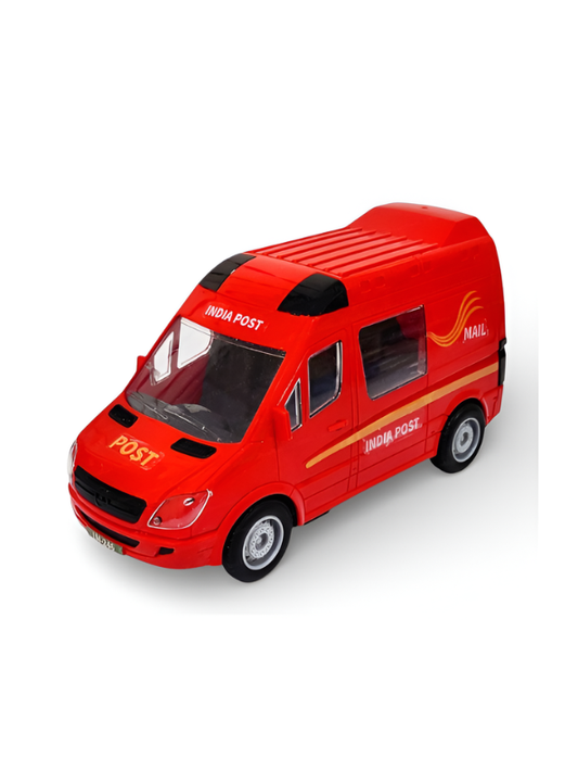 Miniature India Post Mail Van Toy - Red Plastic Delivery Vehicle for Kids & Collectors LMI14412