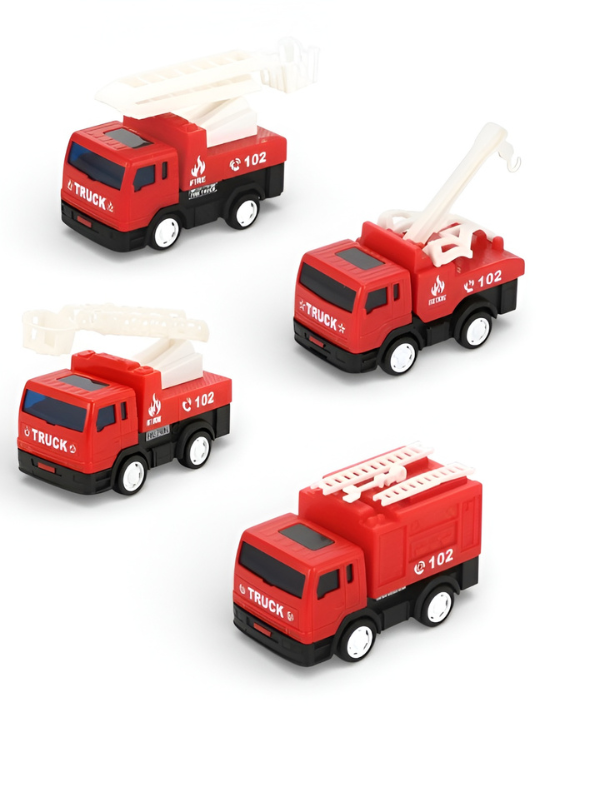 Friction Powered Fire Truck Toy for Kids - Push and Go Rescue Engine with Extendable Ladder & Crane, Emergency Vehicle Toy Set for Toddlers Boys and Girls 3+ LMI14818