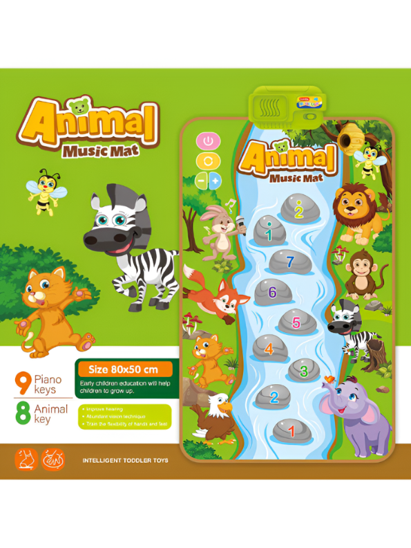 Animal Music Mat – Piano Dance Play Mat with 9 Musical Keys, Animal Sounds & Educational Fun Toy LMI15318.