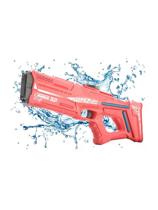 Red AquaBlaster X10 - Electric Water Gun with Automatic Water Absorption, 10m Long Range Squirt Gun LMI11394