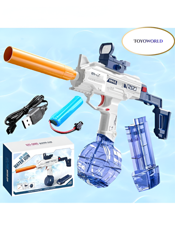 AquaFire - Electric Water Gun Pichkari Toy for Kids | Rechargeable Battery Operated Water Blaster with Drum Tank | Summer Outdoor Water Toy LMI14294.