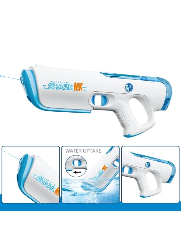 White - AquaPulse X1 Automatic Filling Water Gun Pichkari – Rechargeable High-Pressure Pulse Water Blaster for Adults