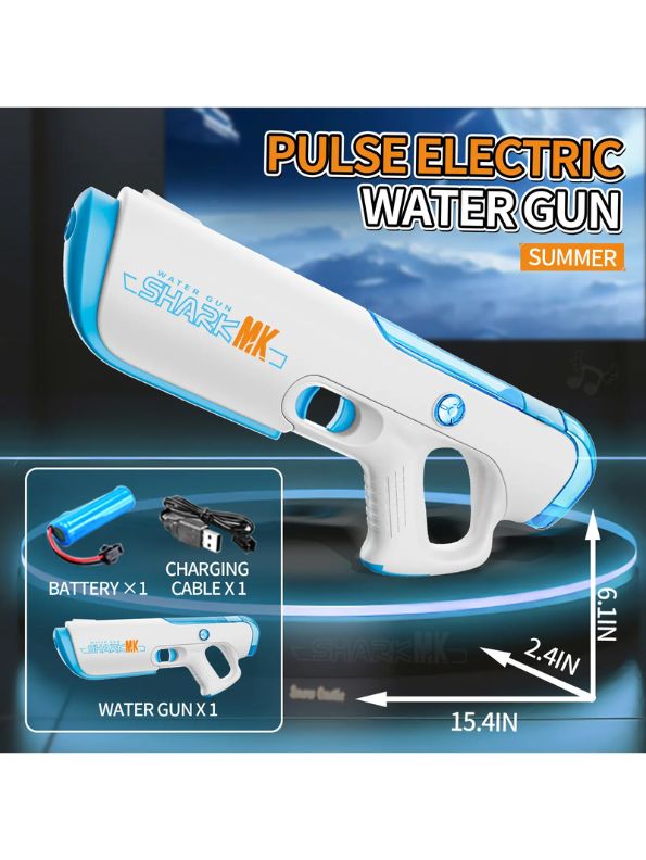 White - AquaPulse X1 Automatic Filling Water Gun Pichkari – Rechargeable High-Pressure Pulse Water Blaster for Adults