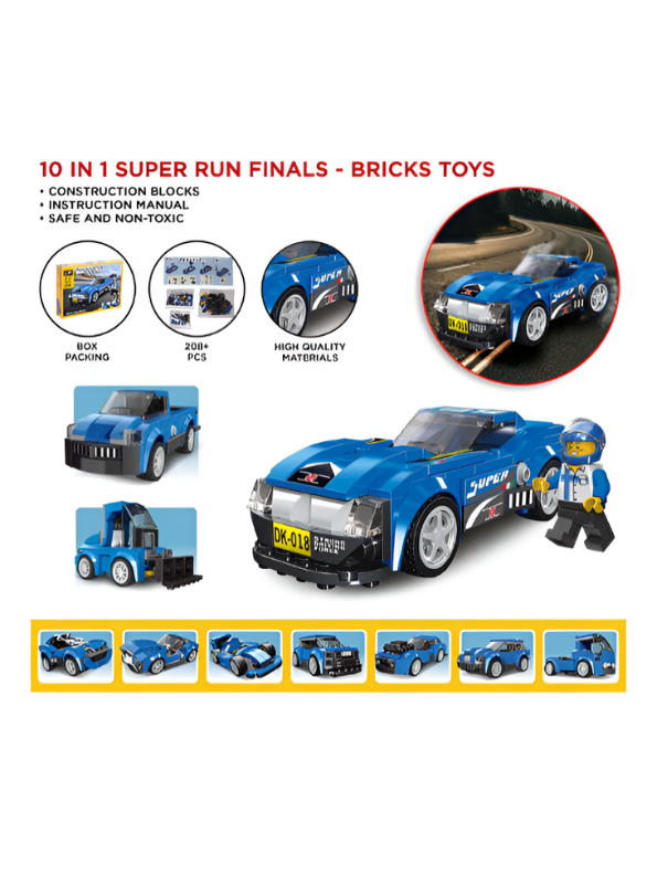 Architect Multificence Building Blocks Set – DIY Educational Toys for Kids & Teens 208+PCS | Cars, Planes, Trucks & Creativity Bricks Blue TV5574.