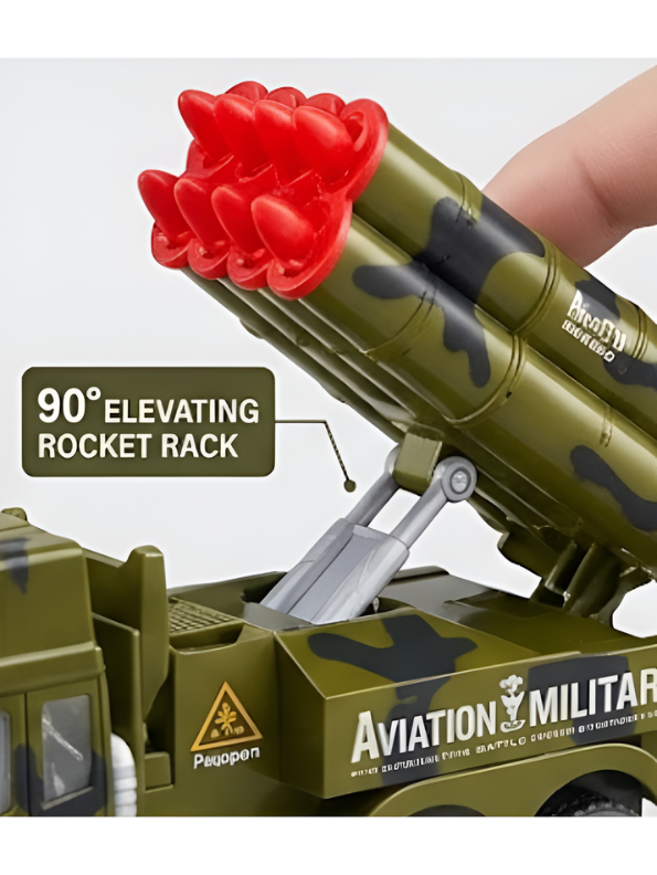 Army Missile Launcher Truck Toy | Camouflage Military Vehicle with Movable Rocket Rack | Combat Battle Toy Car for Boys & Girls TV6118.
